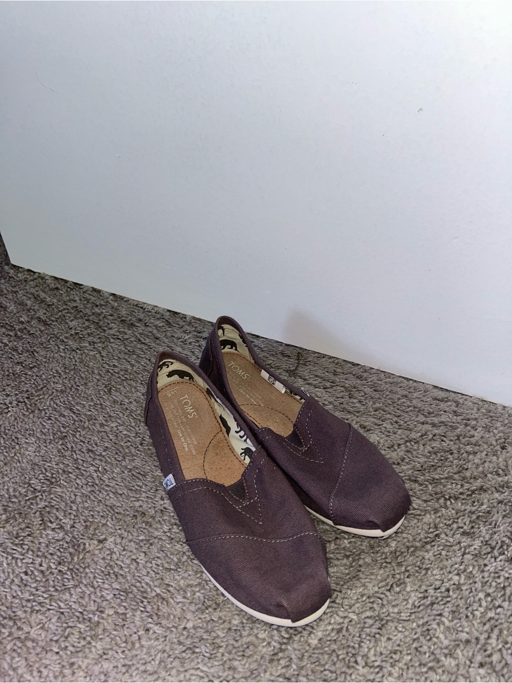 TOMS Brown Canvas Slip-On Moccasins